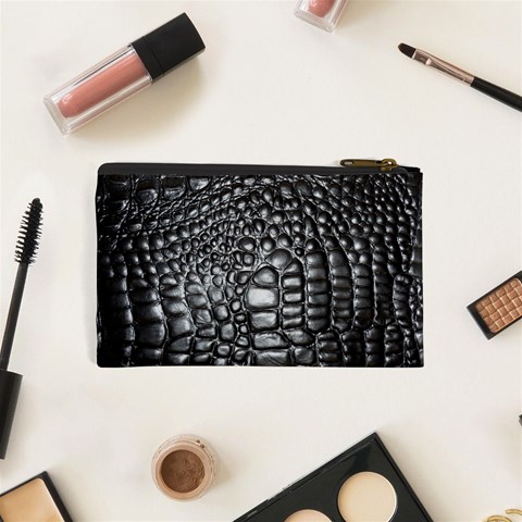 Black Alligator Leather Pattern Cosmetic Bag (XS) from ArtsNow.com Back