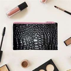 Black Alligator Leather Pattern Cosmetic Bag (XS) from ArtsNow.com Back