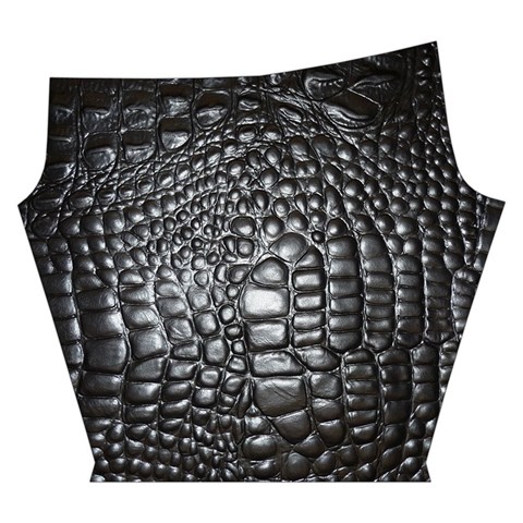 Black Alligator Leather Pattern Yoga Cropped Leggings from ArtsNow.com Left