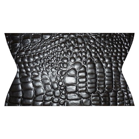 Black Alligator Leather Pattern Yoga Cropped Leggings from ArtsNow.com Waistband Front