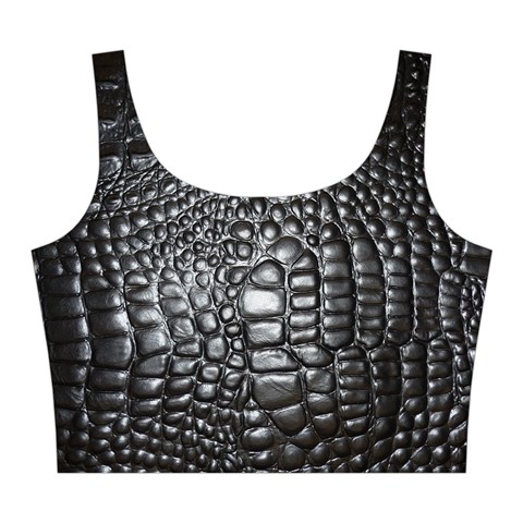 Black Alligator Leather Pattern Midi Sleeveless Dress from ArtsNow.com Top Front