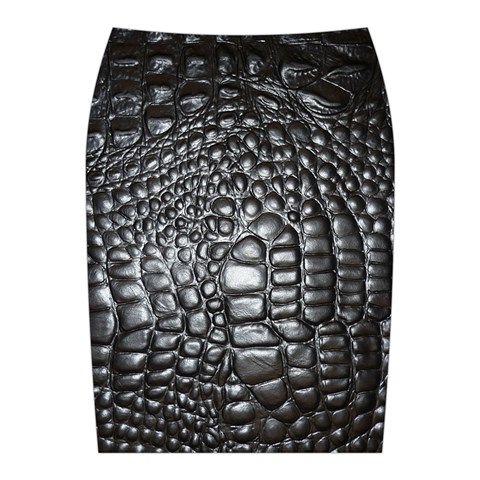 Black Alligator Leather Pattern Midi Wrap Pencil Skirt from ArtsNow.com Back