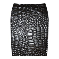 Black Alligator Leather Pattern Midi Wrap Pencil Skirt from ArtsNow.com Back