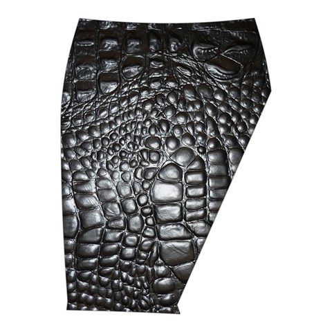 Black Alligator Leather Pattern Midi Wrap Pencil Skirt from ArtsNow.com  Front Right 
