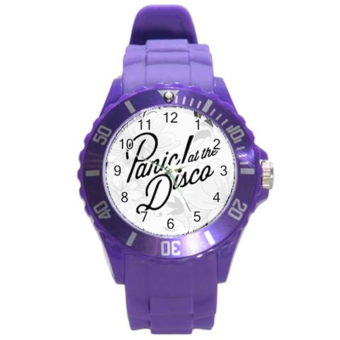 Panic At The Disco Flowers Round Plastic Sport Watch (L) from ArtsNow.com Front