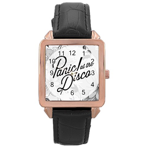 Panic At The Disco Flowers Rose Gold Leather Watch  from ArtsNow.com Front
