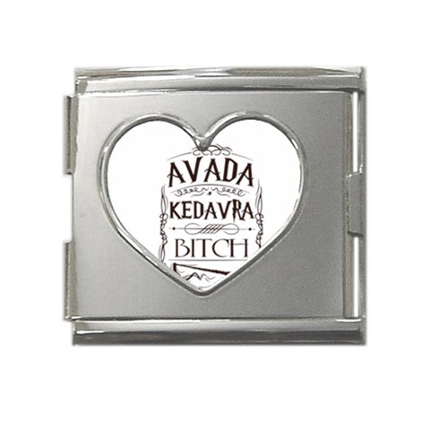 Avada Kedavra Bitch Harry  Potter Mega Link Heart Italian Charm (18mm) from ArtsNow.com Front