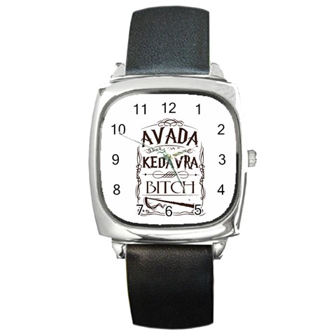 Avada Kedavra Bitch Harry  Potter Square Metal Watch from ArtsNow.com Front