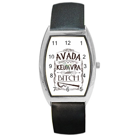Avada Kedavra Bitch Harry  Potter Barrel Style Metal Watch from ArtsNow.com Front