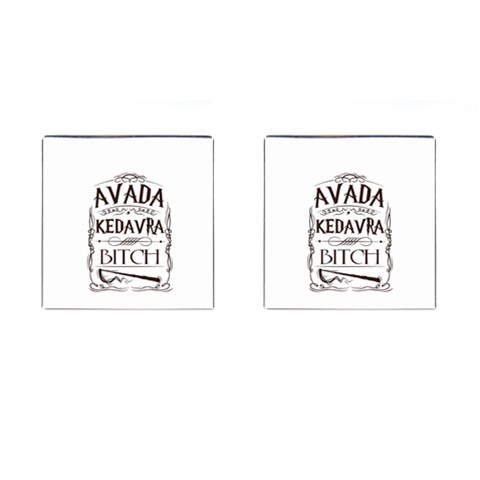 Avada Kedavra Bitch Harry  Potter Cufflinks (Square) from ArtsNow.com Front(Pair)