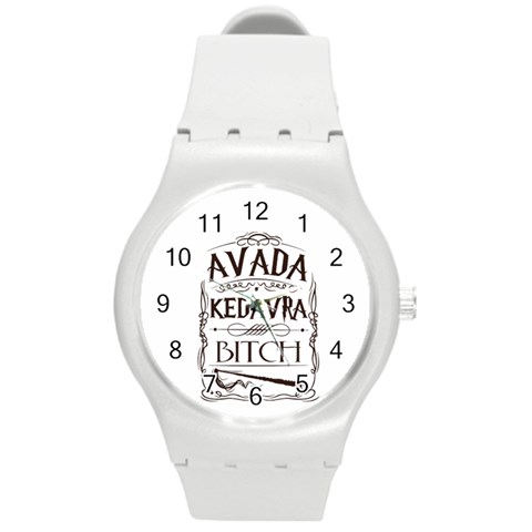 Avada Kedavra Bitch Harry  Potter Round Plastic Sport Watch (M) from ArtsNow.com Front