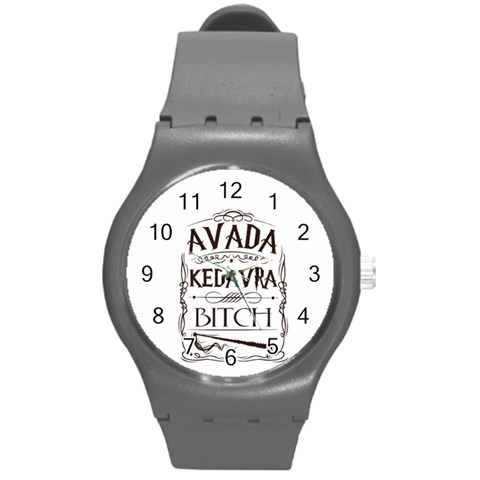 Avada Kedavra Bitch Harry  Potter Round Plastic Sport Watch (M) from ArtsNow.com Front