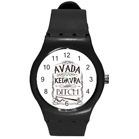 Avada Kedavra Bitch Harry  Potter Round Plastic Sport Watch (M) from ArtsNow.com Front