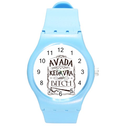 Avada Kedavra Bitch Harry  Potter Round Plastic Sport Watch (M) from ArtsNow.com Front
