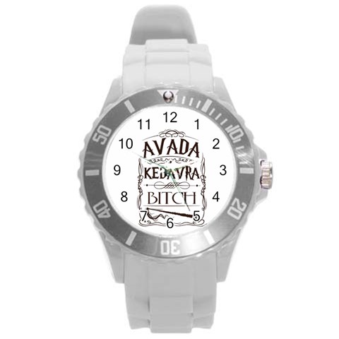 Avada Kedavra Bitch Harry  Potter Round Plastic Sport Watch (L) from ArtsNow.com Front