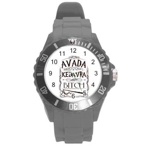 Avada Kedavra Bitch Harry  Potter Round Plastic Sport Watch (L) from ArtsNow.com Front
