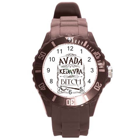 Avada Kedavra Bitch Harry  Potter Round Plastic Sport Watch (L) from ArtsNow.com Front