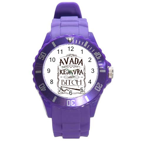 Avada Kedavra Bitch Harry  Potter Round Plastic Sport Watch (L) from ArtsNow.com Front