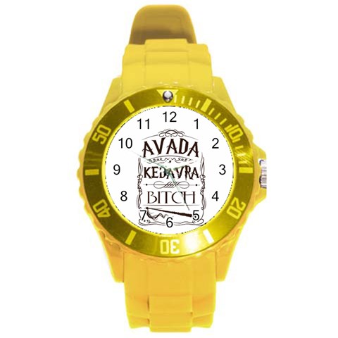 Avada Kedavra Bitch Harry  Potter Round Plastic Sport Watch (L) from ArtsNow.com Front