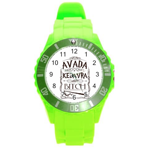 Avada Kedavra Bitch Harry  Potter Round Plastic Sport Watch (L) from ArtsNow.com Front