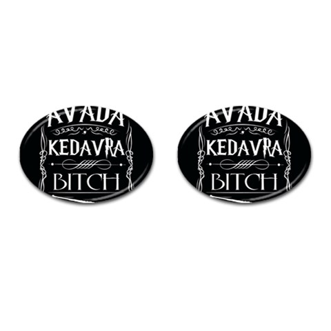 Avada Kedavra Bitch Harry Potter Cufflinks (Oval) from ArtsNow.com Front(Pair)