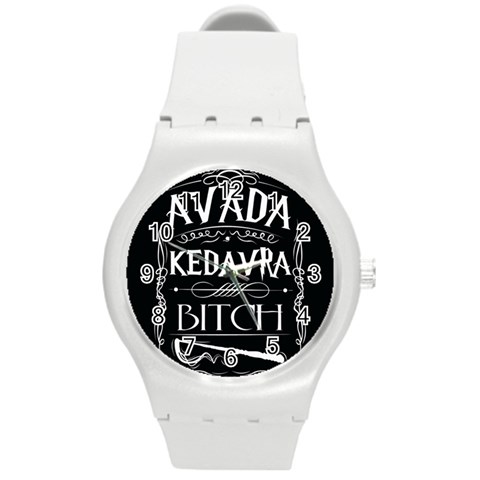 Avada Kedavra Bitch Harry Potter Round Plastic Sport Watch (M) from ArtsNow.com Front