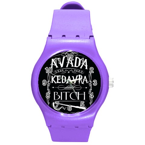 Avada Kedavra Bitch Harry Potter Round Plastic Sport Watch (M) from ArtsNow.com Front