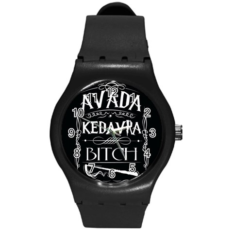 Avada Kedavra Bitch Harry Potter Round Plastic Sport Watch (M) from ArtsNow.com Front