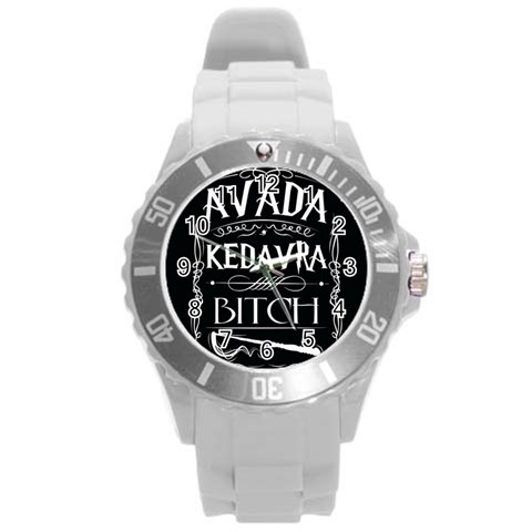 Avada Kedavra Bitch Harry Potter Round Plastic Sport Watch (L) from ArtsNow.com Front
