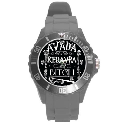 Avada Kedavra Bitch Harry Potter Round Plastic Sport Watch (L) from ArtsNow.com Front