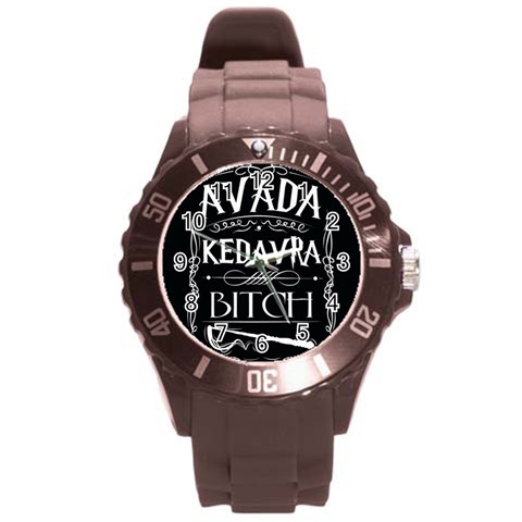 Avada Kedavra Bitch Harry Potter Round Plastic Sport Watch (L) from ArtsNow.com Front