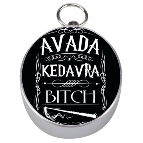 Avada Kedavra Bitch Harry Potter Silver Compass from ArtsNow.com Front