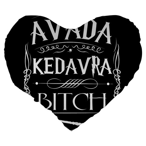 Avada Kedavra Bitch Harry Potter Large 19  Premium Flano Heart Shape Cushion from ArtsNow.com Back