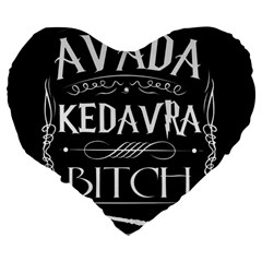 Avada Kedavra Bitch Harry Potter Large 19  Premium Flano Heart Shape Cushion from ArtsNow.com Back