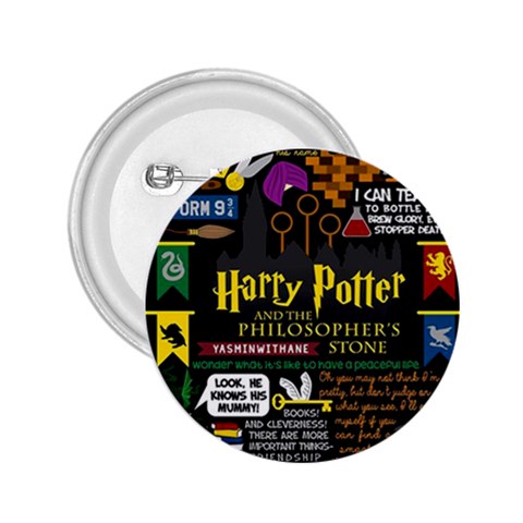 Book Collage Based On Harry Potter And The Philosopher s Stone 2.25  Button from ArtsNow.com Front