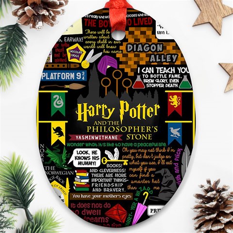 Book Collage Based On Harry Potter And The Philosopher s Stone Ornament (Oval) from ArtsNow.com Front