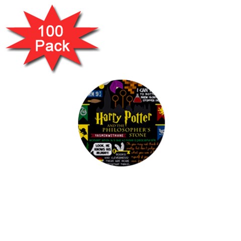Book Collage Based On Harry Potter And The Philosopher s Stone 1  Mini Button (100 pack)  from ArtsNow.com Front