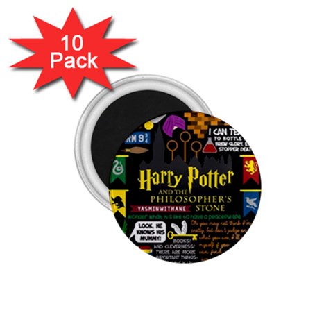Book Collage Based On Harry Potter And The Philosopher s Stone 1.75  Magnet (10 pack)  from ArtsNow.com Front