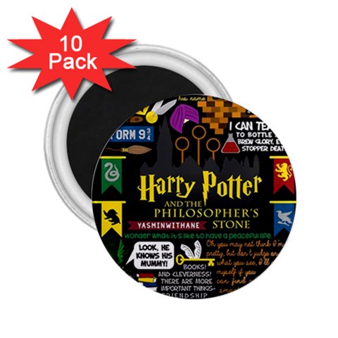 Book Collage Based On Harry Potter And The Philosopher s Stone 2.25  Magnet (10 pack) from ArtsNow.com Front