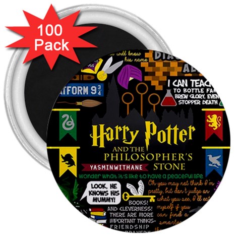 Book Collage Based On Harry Potter And The Philosopher s Stone 3  Magnet (100 pack) from ArtsNow.com Front