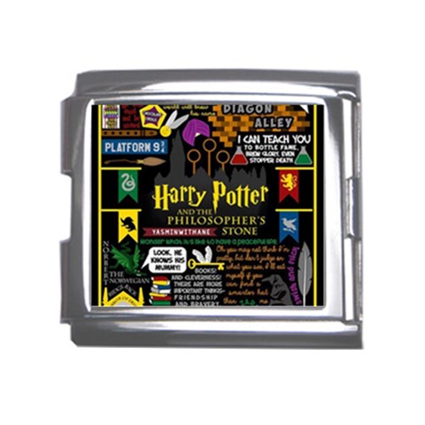 Book Collage Based On Harry Potter And The Philosopher s Stone Mega Link Italian Charm (18mm) from ArtsNow.com Front