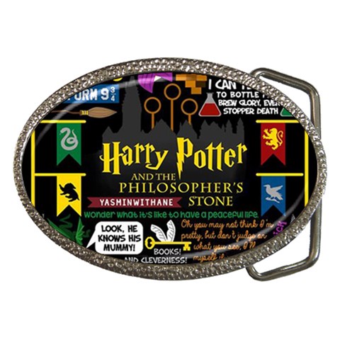 Book Collage Based On Harry Potter And The Philosopher s Stone Belt Buckle from ArtsNow.com Front