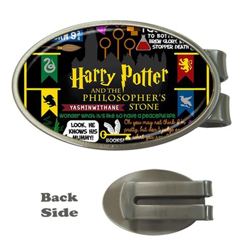 Book Collage Based On Harry Potter And The Philosopher s Stone Money Clip (Oval) from ArtsNow.com Front
