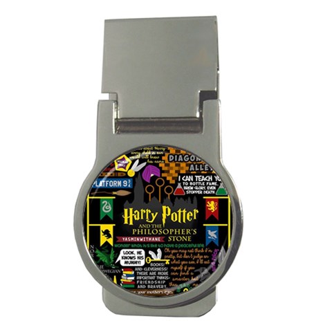 Book Collage Based On Harry Potter And The Philosopher s Stone Money Clip (Round) from ArtsNow.com Front