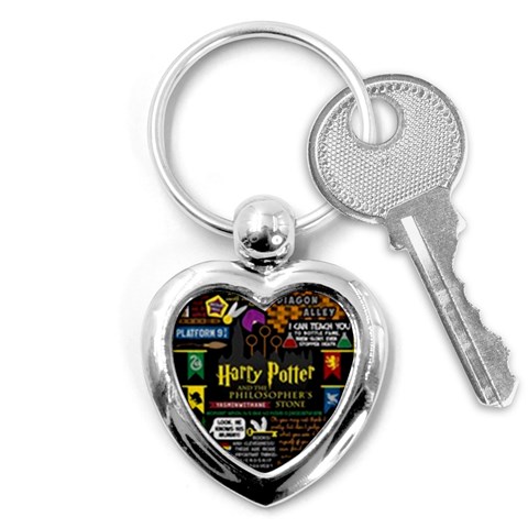 Book Collage Based On Harry Potter And The Philosopher s Stone Key Chain (Heart) from ArtsNow.com Front