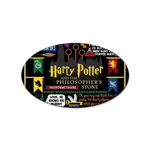 Book Collage Based On Harry Potter And The Philosopher s Stone Sticker (Oval) from ArtsNow.com Front