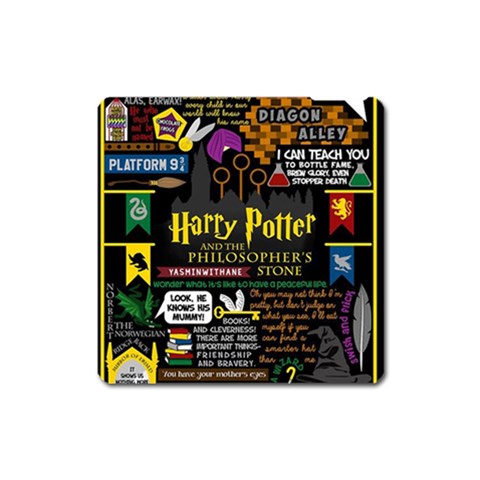Book Collage Based On Harry Potter And The Philosopher s Stone Magnet (Square) from ArtsNow.com Front