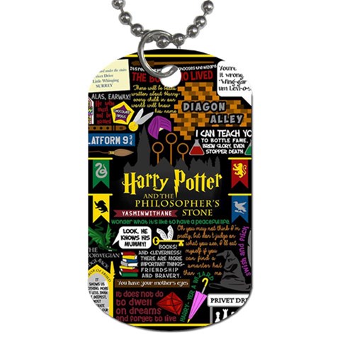 Book Collage Based On Harry Potter And The Philosopher s Stone Dog Tag (Two Sides) from ArtsNow.com Front
