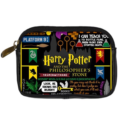 Book Collage Based On Harry Potter And The Philosopher s Stone Digital Camera Leather Case from ArtsNow.com Front