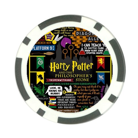 Book Collage Based On Harry Potter And The Philosopher s Stone Poker Chip Card Guard (10 pack) from ArtsNow.com Front